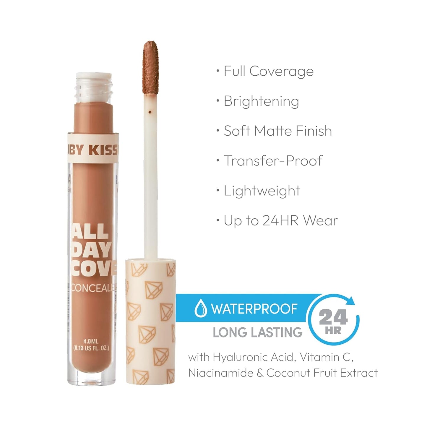 Ruby Kisses All Day Concealer Lightweight Full Coverage Multi-Use Concealer 0.13 Fl Oz (Fawn)