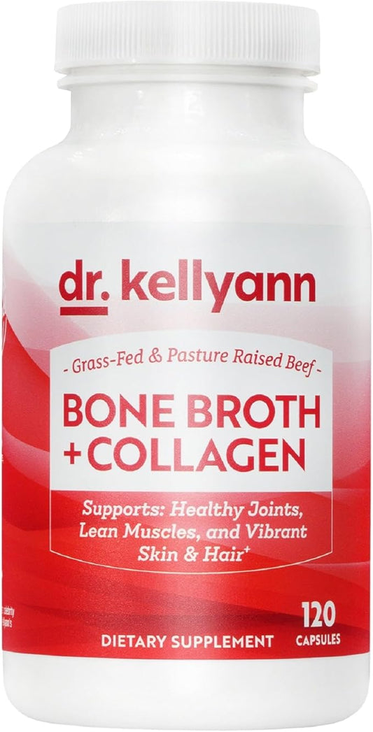 Dr. Kellyann Bone Broth Capsules | 500mg Collagen Per Serving | Supports Gut Health | Joint & Cartilage Repair | Skin Hair Nails | Fasting Support | Grass-Fed Beef | Digestive Wellness | 40 Servings