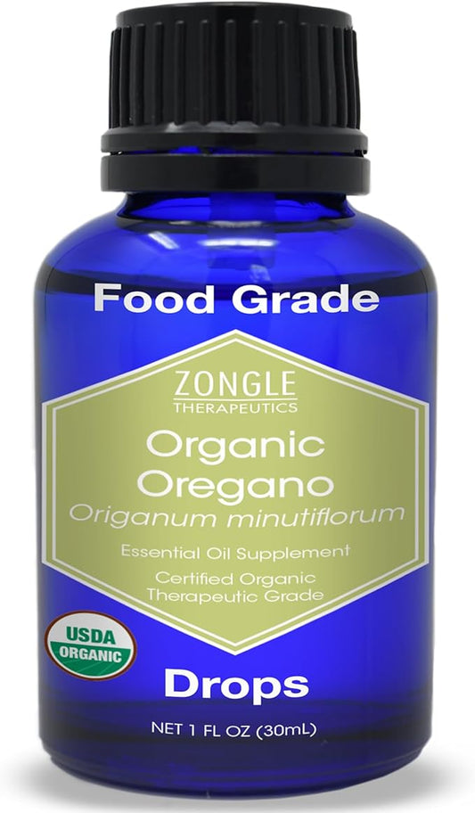 Zongle Therapeutics Organic, Oregano Oil, Food Grade, Safe for Ingestion, Edible, for Drops, Kids – 100% Pure, Oregano Essential Oil, 1 OZ