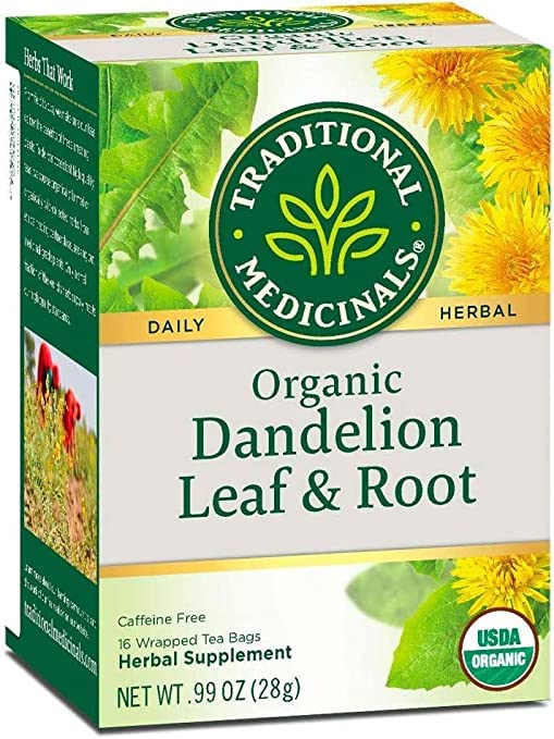 Traditional Medicinals Tea, Organic Dandelion Leaf & Root, Supports Kidney Function & Healthy Digestion, 48 Tea Bags (3 Pack)