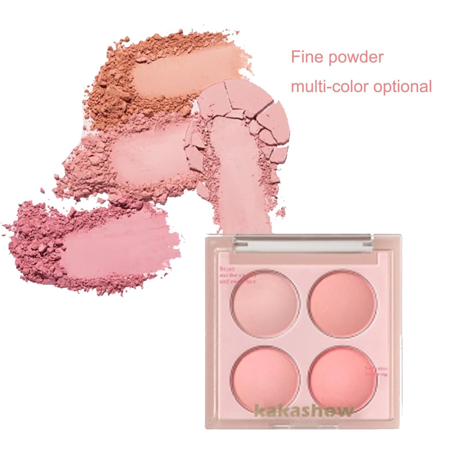 Matte Blush Powder Palette, Blending Mood Cheek, 4 Blendable Shades Korean Fairy Pink Blusher in Lightweight Smooth Powder, Vegan Makeup (Cantaloupe 3#, 1.84 ounces)