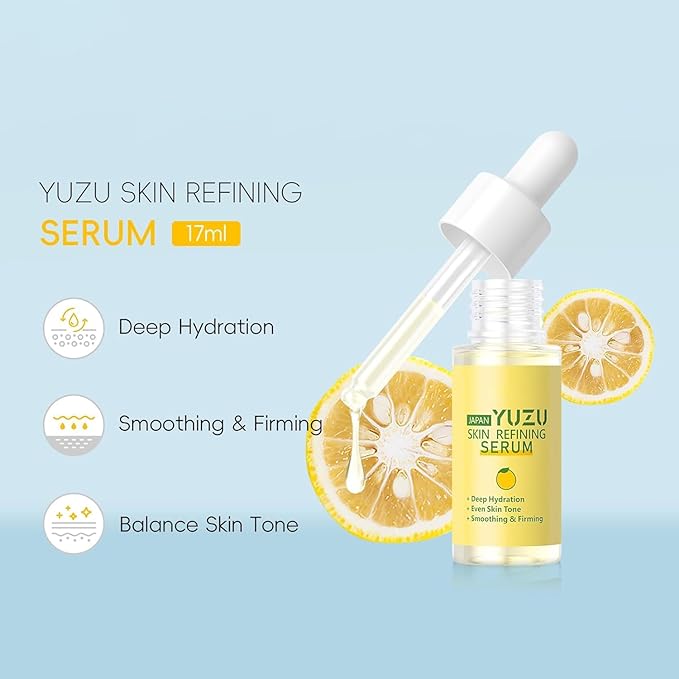 YUZU Skin Refining Serum, Grapefruit Essence, Pure Skin Care Serum, Deep Hydration Smoothing Firming Improve Skin Elasticity, Quickly Absorbed Non-Sticky for Daily Skin Care