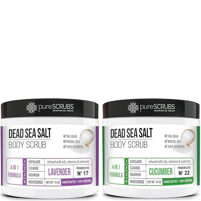 pureSCRUBS Lavender Dead Sea Salt Scrub + Cucumber Body Scrub