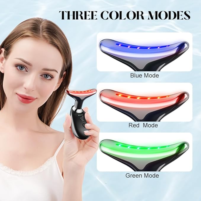 Neck Face Massager Face Sculpting Tool 3 Colour Modes and Vibration for Facial Massager for Double Chin (Black)