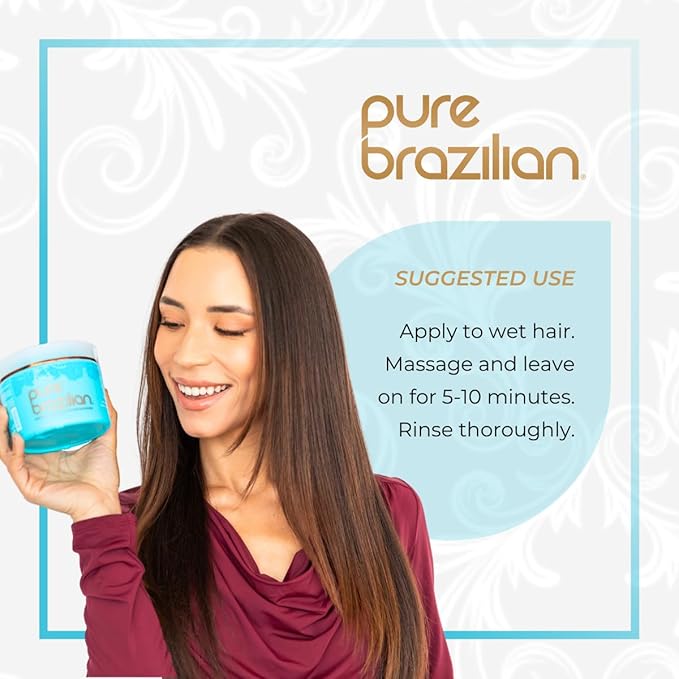 Pure Brazilian Deep Conditioning Masque with Brazilian Keratin, Acai & Arginine, Deep Conditioner Hair Treatment, 16 Fl Oz