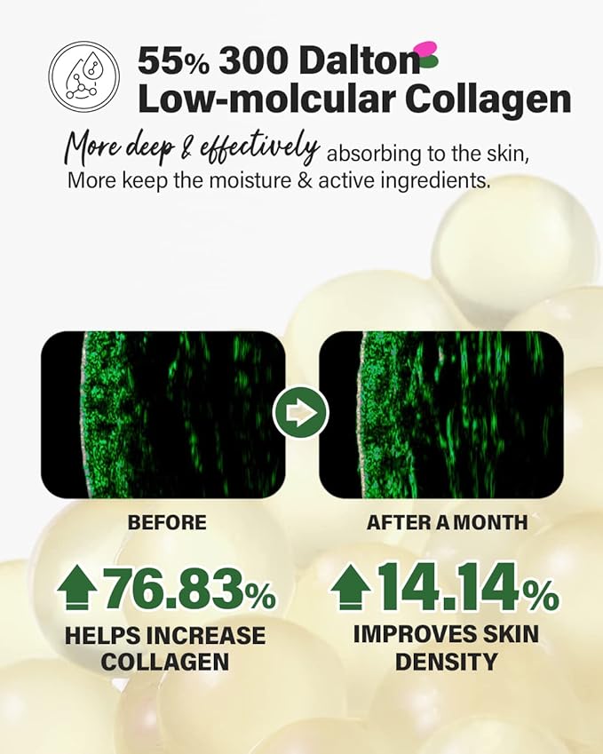 CKD Retino Collagen Small Molecule 300 Collagen Pumping Ampoule, Dual Function Face Ampoule for Wrinkle Care & Tone Correction, Anti-aging Serum to Improve Skin Density & Firmness, 1.01 fl. oz.