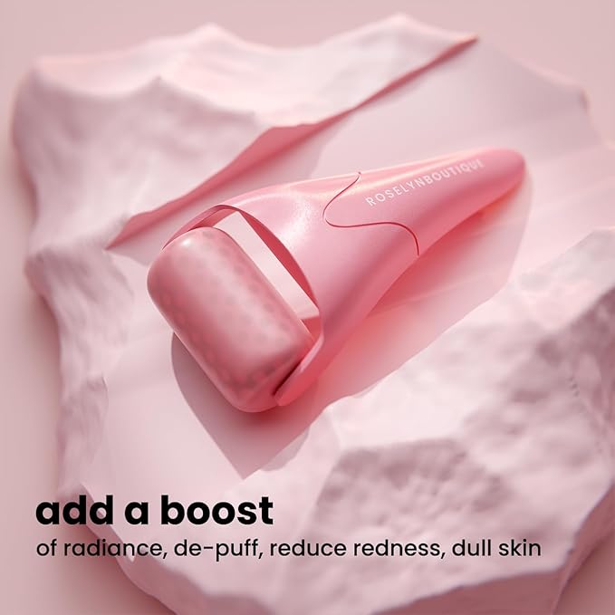 ROSELYNBOUTIQUE Ice Roller for Face Wrinkles Fine Lines Puffiness Stick Massager Facial Skin Care Tools Self Care Gifts for Men Women (Pink)