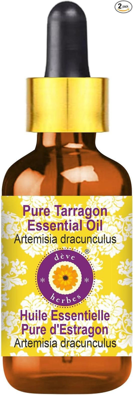 Deve Herbes Pure Tarragon Essential Oil (Artemisia Dracunculus) with Glass Dropper Steam Distilled 5ml (0.16 oz)