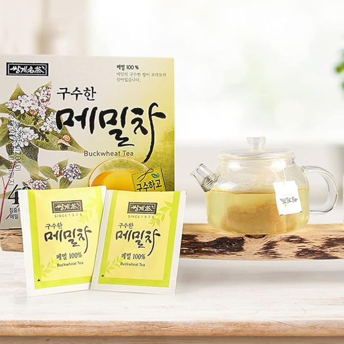 SSANGGYE Buckwheat Tea 1.5g x 40 Tea Bags Premium Herbal Tea Hot Cold Caffeine-free Herb Great Daily Drink and Gift Sobacha Memilcha そば茶 苦荞茶 4 Seasons Made in Korea