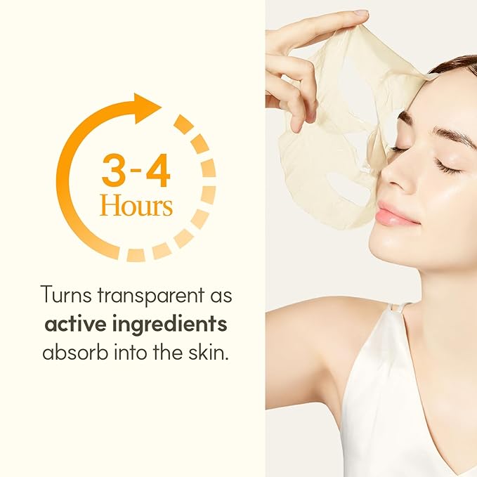 THE FACE SHOP Vita-Toning Vegan Collagen Face Mask, Korean Glass Skin Essential, Hydrogel Mask for Moisturizing & Skin Elasticity, Improves Uneven Tone, 4EA