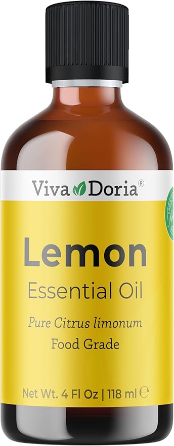 Viva Doria Lemon Essential Oil, 100% Pure, Natural Lemon Essential Oil, Undiluted, for Aromatherapy | Food Grade, 118 mL (4 Fluid Ounce)