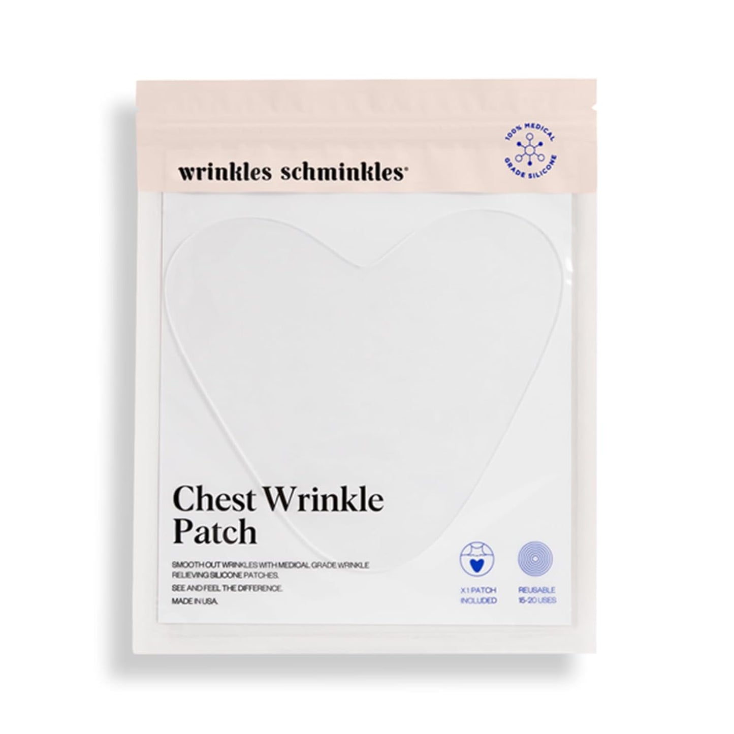 Wrinkles Schminkles Chest Wrinkle Patch - Reusable Silicone Smoothing Pads for Cleavage & Body, Reduce Wrinkles & Stretch Marks, Sensitive Formulated, Secret to Radiant Skin (1 Pack)