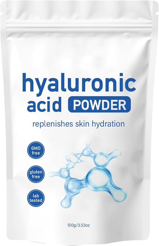 Low Molecular Weight Hyaluronic Acid Powder for Skincare – Vegan Cosmetic Grade, Water-Soluble Hydrating Ingredient for DIY Facial Serum & Skin Moisture, 100g (1pc)