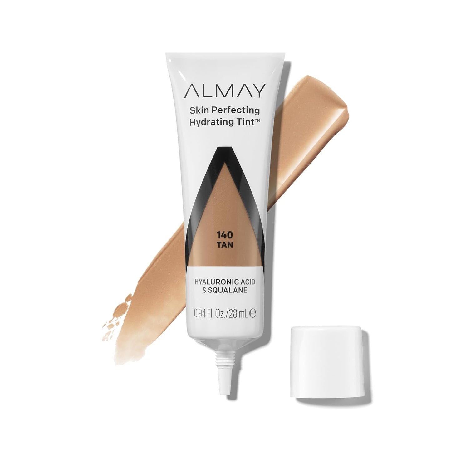 Almay Hydrating Liquid Foundation Tint, Lightweight with Light Coverage, Naturally Dewy Finish, Hypoallergenic, Dermatologist TestedFragrance Free, 140 Tan, 0.94 fl oz.