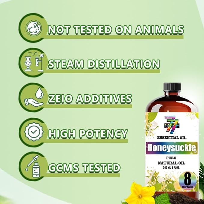 Honeysuckle Essential Oil (8 oz/240 ml) - Honeysuckle Oils Used in diffusers, humidifiers, Home Baths, Cleaning Products, Yoga, DIY Soaps and DIY Scented Candles