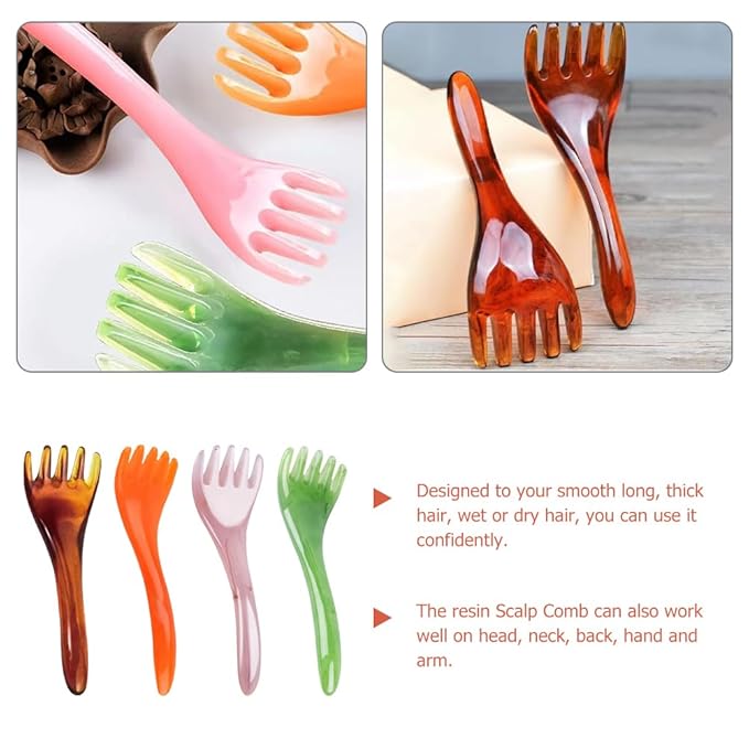 Healifty 4 Pcs Guasha Scraping Massage Tool Massage Comb Facial Massage Board Scalp Comb Massager for Head Face Body