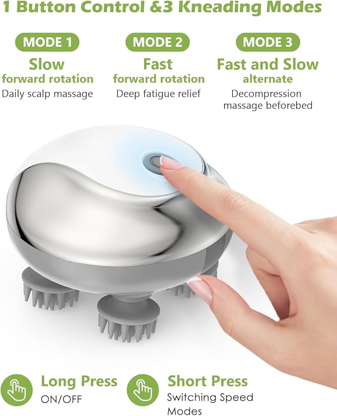 KeeKit Electric Pet Massager, Handheld Scalp Massager for Cats and Dogs, Cordless Cat Massage Tool with IPX7 Waterproof, 4 Silicone Heads, 3 Kneading Modes for Hair Growth, Deep Clean and Stress Relax