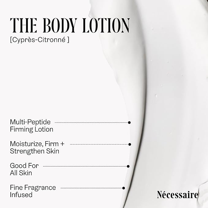 Nécessaire The Body Lotion Cyprès-Citronné – Multi-Peptide - Firming Body Lotion for Women + Men. 2.5% Niacinamide. Non-Comedogenic Moisturizer. Dermatologist-Tested, Vegan. – 450ml/15.2 fl oz