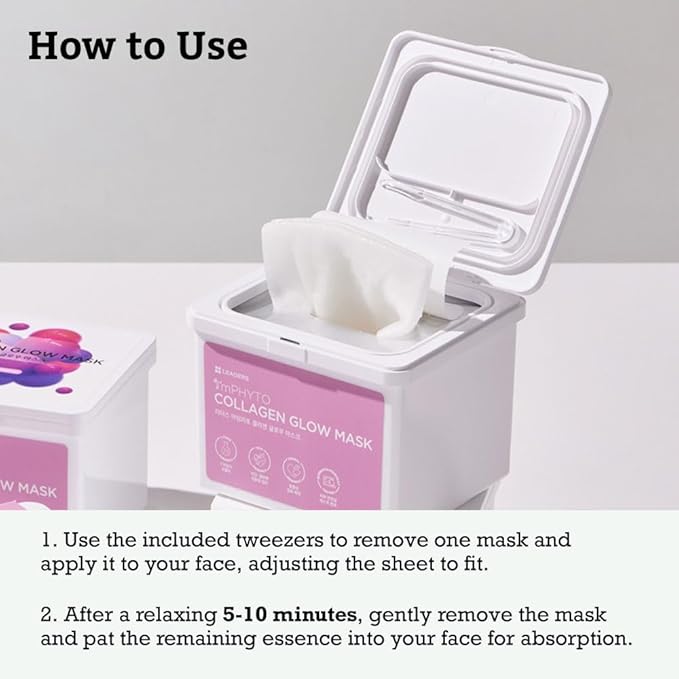 I'MPHYTO Collagen Glow Mask (220 ml, 20 Masks) - Revitalize Your Skin with Plant-Derived Pseudo Collagen and Phyto Vitamins