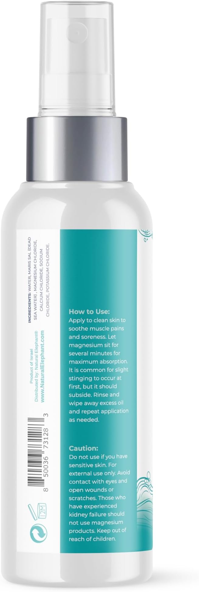 Natural Elephant Dead Sea Magnesium Oil Spray for Topical Use | 100% Pure | 4 fl oz (Pack of 2) | Promotes Relaxation and Well-Being