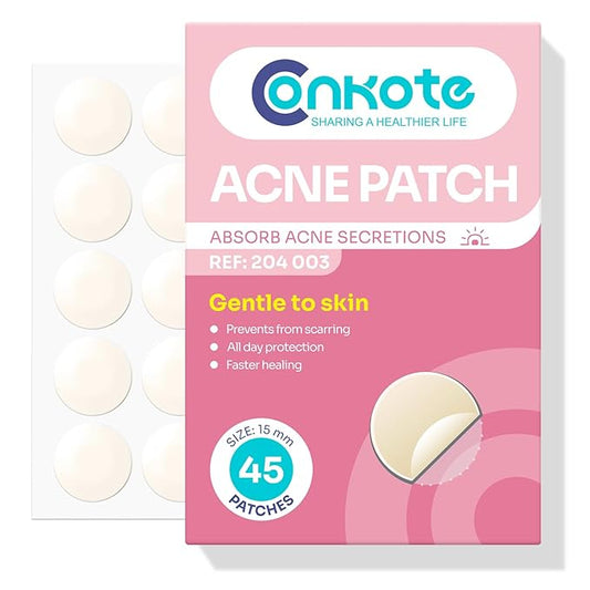 Conkote Hydrocolloid Acne Pimple Patches, 15mm Large Pimple Patches to Absorb Acne Secretions for Face and Skin, 45 Counts