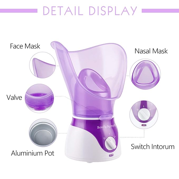 Face Steamer,Beauty Nymph Spa Home Facial Steamer Sauna Pores and Extract Blackheads, Rejuvenate and Hydrate Your Skin for Youthful Complexion- Face Steaming Skincare Deep Cleanse SPA