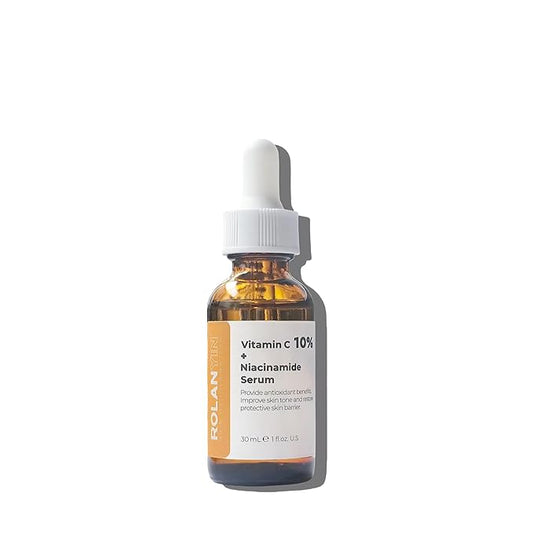 ROLANYIN Vitamin C 10% + Niacinamide Facial Serum Hydration Reducing Fine Lines Wrinkles Skin Firming Anti Aging Formula Boosting Radiance Improving Texture Skin Care