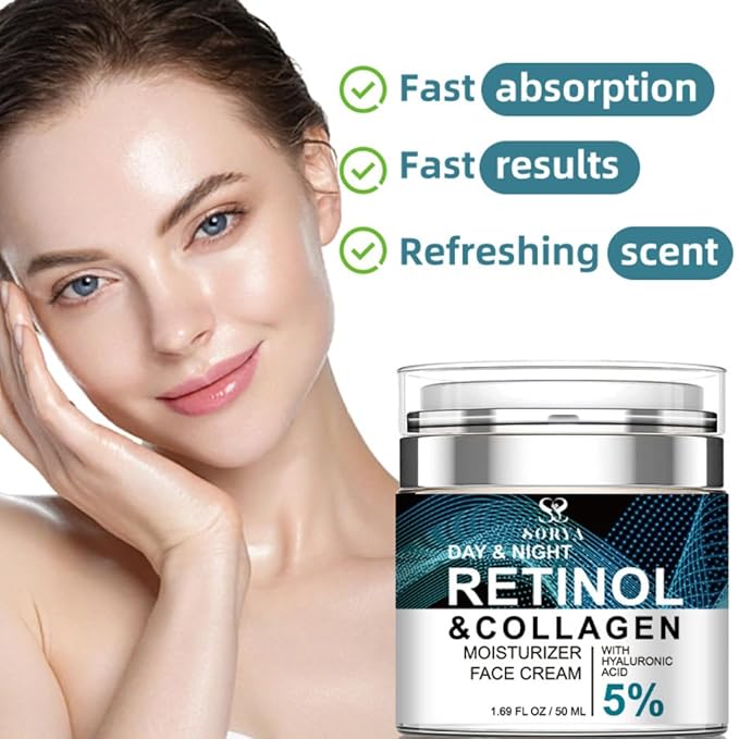 SORYA Skin Care Retinol Facial Moisturizer Hydrating with Hyaluronic Acid, Skincare Face Cream to Reduce Wrinkles Powerful Day and Night Anti-Aging Cream