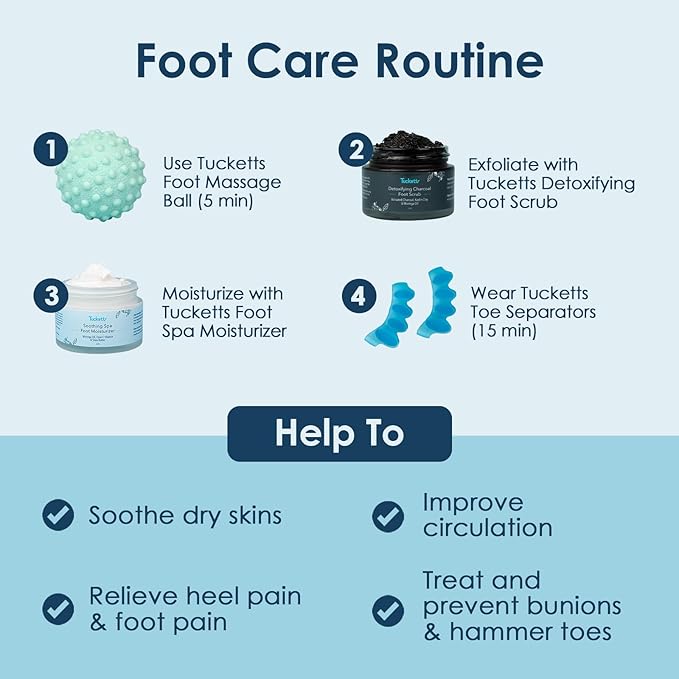 Tucketts Foot Care Spa Kit for Heel and Foot Pain Relief, Dry Skin, Bunions, Toe Correctors