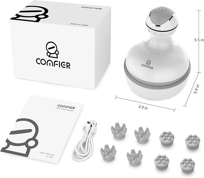 COMFIER Cordless Scalp Massager Hair Growth,Electric Head Massager Scalp Stress Relax with 8 Massage Claws,Waterproof Hair Massager Scalp,Cat Massager,Gifts for Him Her