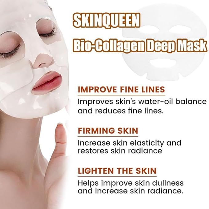 Bio Collagen Face Mask 8Pcs, Bio-Collagen Deep Mask Overnight, Korean Face Mask Pure Collagen Films Deep Hydrating Firming Lifting Anti Wrinkle Hydrogel Mask Skincare (8Pcs)