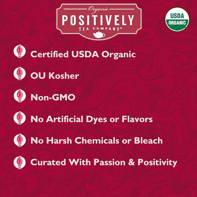 Organic Positively Tea Company, Hibiscus Herbal Tea Bags, 20 Count, 0.8 ounces