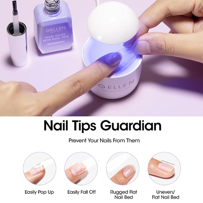 Gellen 4 in 1 Nail Glue for Nail Tips, 18ML Nail Gel Glue for Soft Gel Nails Tips and Clear Press on Nails, Long Lasting Easy Nail Extension Gel, UV Led Lamp Needed