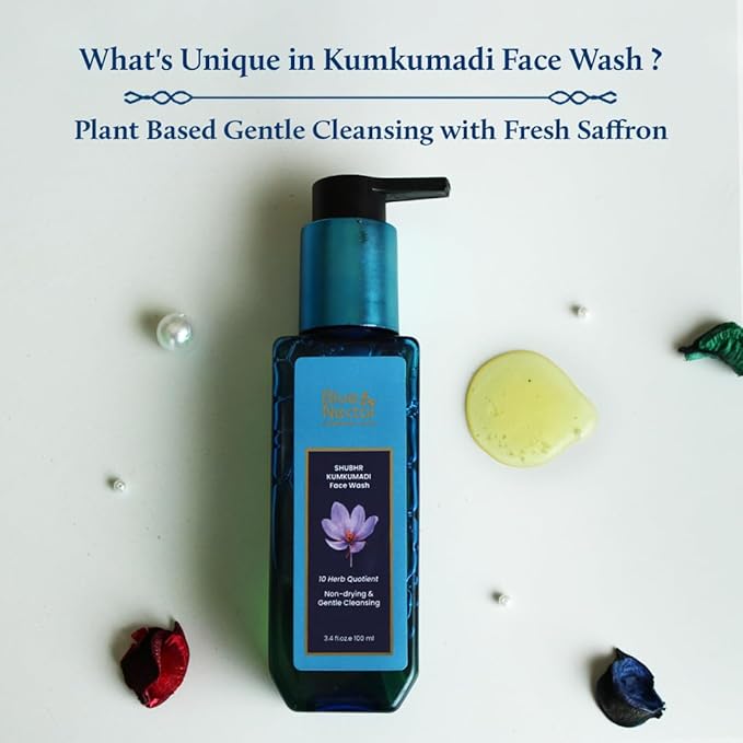 Blue Nectar Kumkumadi Night Cream with Jasmine for Glowing Skin (1.7 Fl Oz) & Kumkumadi Gentle Face Cleanser with Saffron (3.38 Fl Oz)