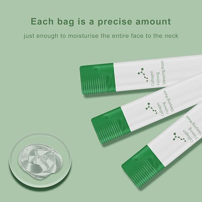 Collagen Face Mask Skin Care, Wash-Free Sleeping Facial Mask, Essential Lifting Firming Moisturizing Face Care Gel, Portable Packaging for Women(40 packs)
