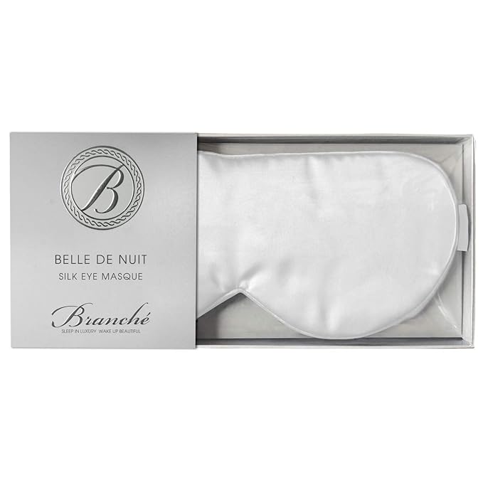 Branche Beauty Belle De Nuit Sleep Mask - Silk Eye Mask 6A Silk 22 Momme Eye Cover Sleepover Shade Blindfold Mask for Luxury Sleep in Total Darkness (White)
