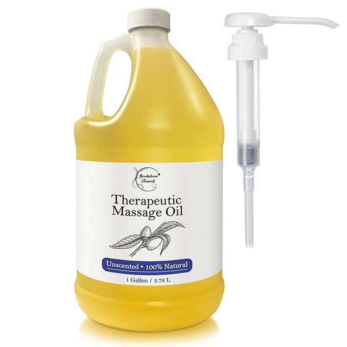 Unscented Massage Oil for Massage Therapy | 100% Natural Body Oil | Premium Quality for Spa & Professional Use | Soothing, Therapeutic & Hydrating Formula | 1 Gallon by Brookethorne Naturals