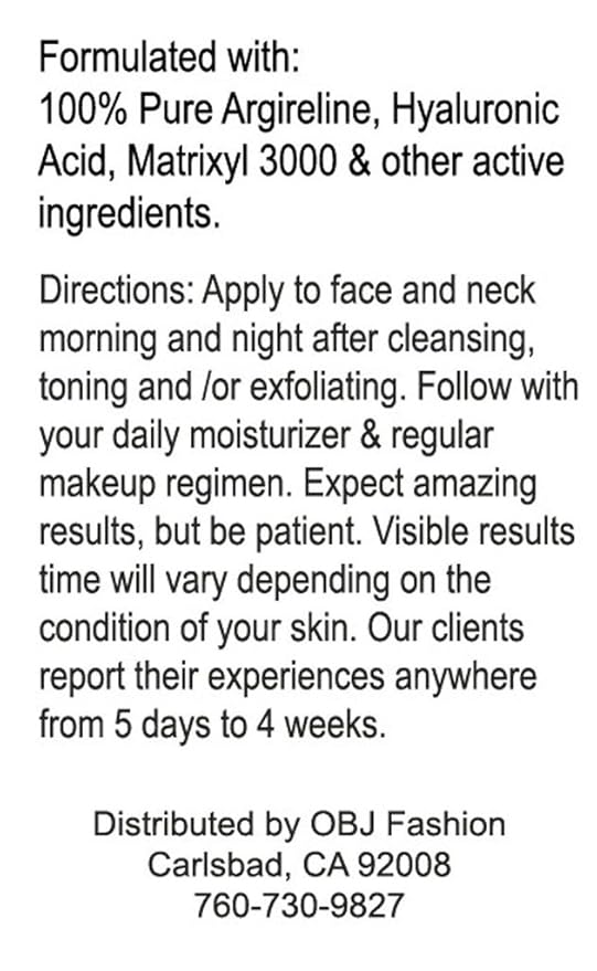 DNA Code®-No Needle Alternative-Pure Argireline Peptides Wrinkle Reduce Serum+ Matrixyl 3000+Hyaluronic Acid
