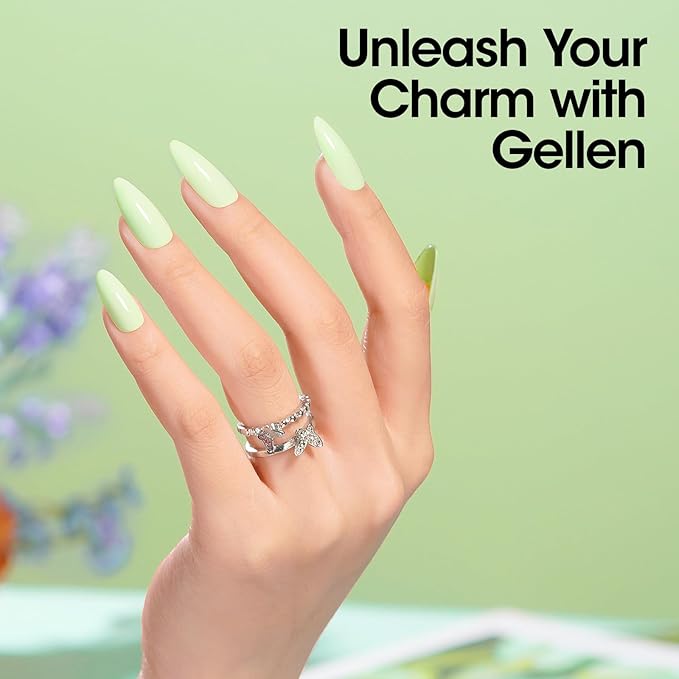 Gellen Green Gel Nail Polish, Mint Green Gel Polish Pastel Green Nail Polish Gel Light Green Soak Off U V LED Nail Lamp Gel Polish Home Salon Nail Art DIY Manicure Gift for Women Gilrs, 0.61 Fl Oz