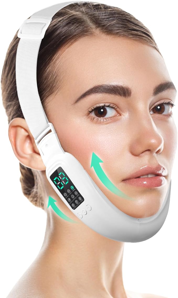 Intelligent Electric Double Chin and V-Shaped Face Machine with 8 Modes & 15 Adjustable Intensities - Women's V-Face Device