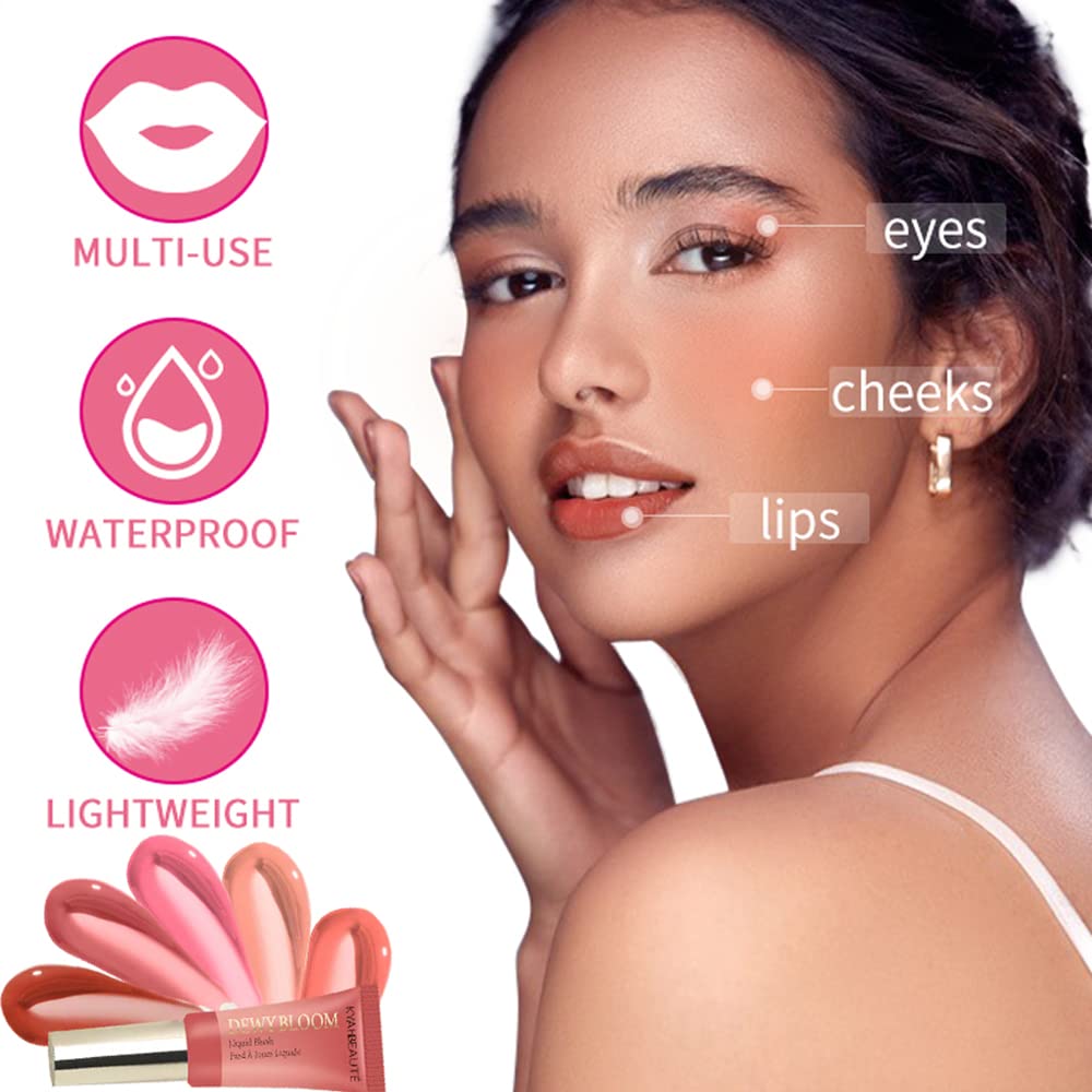 Blush Beauty Wand, Liquid Face Blush Contour Wand with Cushion Applicator, Smooth Cream Blush Wand Natural Matte Finish, Lightweight Blendable Blush Stick Makeup for Cheek,102 Coral