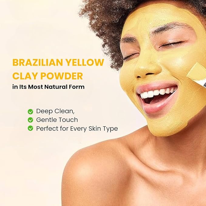 Brazilian Yellow Clay Powder 227 g - Natural | Cosmetic clay powder for Skin Care| Face Mask | Soap Making