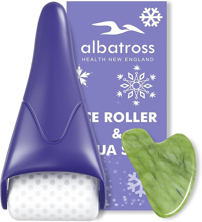 Ice Roller & Gua Sha Set, Skin Care for Face Wrinkles and Puffiness, Self Facial Massage Tools