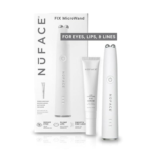 NuFACE FIX MicroWand Microcurrent Facial Device, FDA Cleared - Eyes, Lips & Lines Treatment with Serum Activator - Lip Plumper, Eye Depuffing Wand, Wrinkle & Smile Line Reducer, 3 On-the-Go Modes