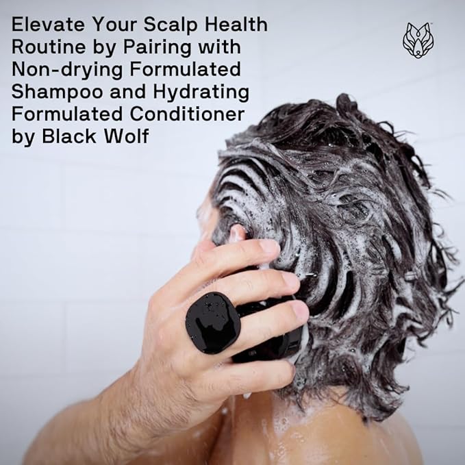 Black Wolf Sonic Scalp Scrubber - Electric Hair & Scalp Massager Brush with 3-Speed Oscillation - Rechargeable Shower Brush & Head Scrubber with Soft Silicone Bristles for Deep Clean & Exfoliation