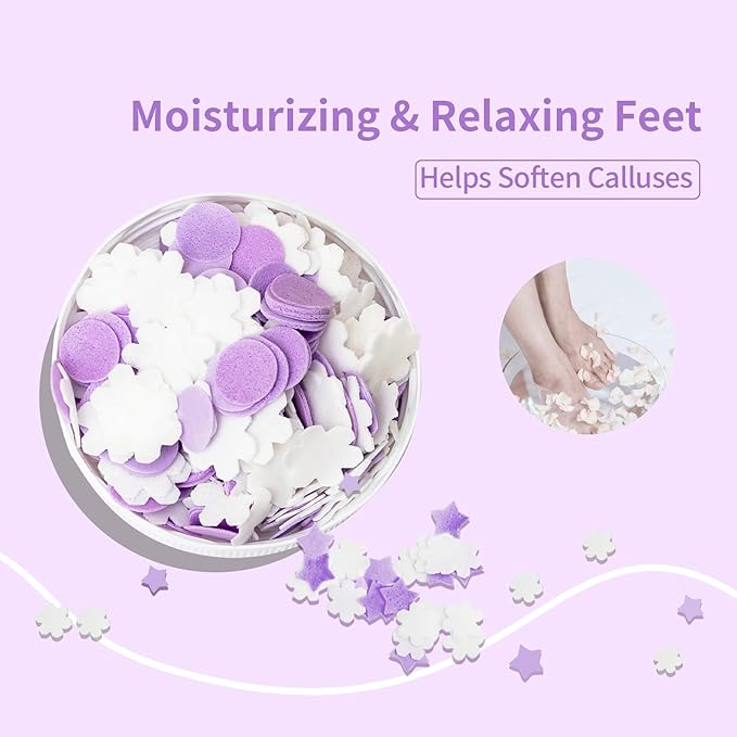 Foot Soak Flower Soap Sheets Pedicure Foot Soaks for Softens Calluses Moisturizing Relaxing Feet Pedi Party, Birthdays, Sleepovers Use (Lavender)