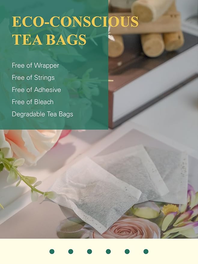 GLDNT Organic Jasmine Green Tea Bags, Organic Green Tea Scented with Jasmine Flowers, Floral Aroma & Smooth Taste, 100 Count