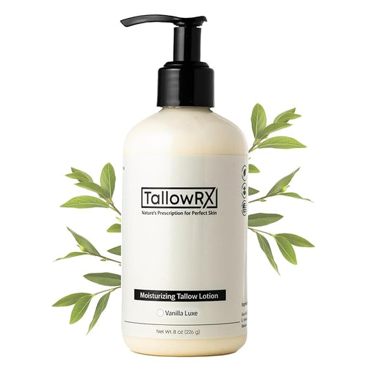 Tallow Body Lotion – 100% Grass-Fed Beef Tallow for Skin – Pure & Organic Moisturizer with Jojoba Oil & Vitamin E – Deep Hydration & Nourishment for Dry Skin (8 oz, Vanilla Scented)