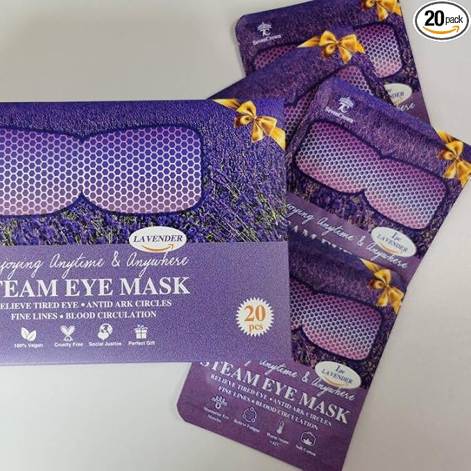 Sleep Mask for Travel Essentials,Steam Eye Mask,Warm Compress for Eyes, Heated Eye Mask Reduce Puffiness & Dark Circles & Soothe Tired Eyes, Self Care SPA Relaxation Gifts for Women 20 Packs,Lavender