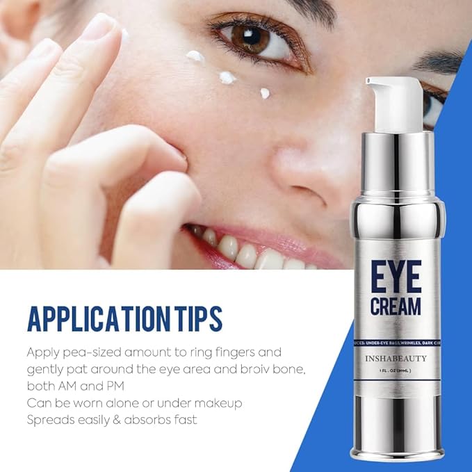 Revitalizing Eye Cream with Hyaluronic Acid, Caffeine, Green Tea - Anti-Wrinkle, Dark Circles,beauty,Firming, Puffiness, Reduce Under Eye Bags, 1 fl oz